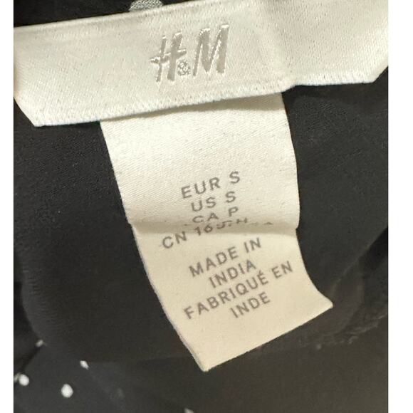H&M black white polka dots long sleeves crop blouse size Small - Picture 3 of 11